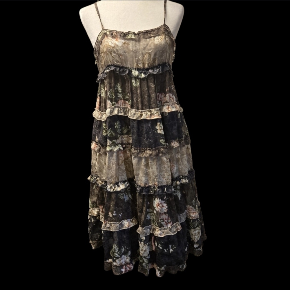 Storia Floral Tiered Spaghetti Strap Dress